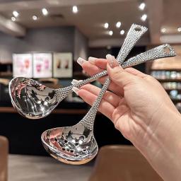 item search image for Stainless Steel Soup Spoon Deepen Large Capacity Spoon Silver Mirror Polished Flatware Soup Rice Home Kitchen Tableware
