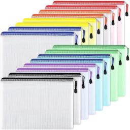item search image for 10pcs Mesh Zipper Pouch Waterproof Plastic Document Pouch Multipurpose for Travel Storage Office Appliances Home Organize Bags