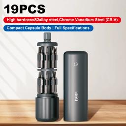 item search image for 19pcs Capsule Precision Screwdriver set with Handle, Includes Slotted/Phillips/Torx/Hex/U/5-Point Bit for Electronics Repair