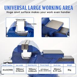 item search image for TEMU 4" 5" Bench Vise | Heavy-duty Alloy Table Top Clamp Press With Locking Swivel Base, Suitable For Crafting, Painting, Sculpting, Modeling, Electronics, Soldering, Woodworking, And Fishing Tackle