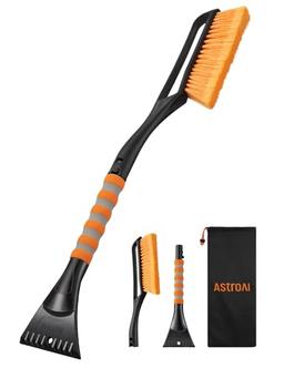 item search image for AstroAI 27" Snow Brush and Ice Scrapers for Car Windshield, Detachable Snow Scrapers with Ergonomic Foam Grip for Cars, Trucks, SUVs (Heavy Duty ABS, PVC Brush, Orange)