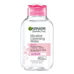 item search image for Garnier Micellar Cleansing Water, All-in-1 Makeup Remover and Facial Cleanser, For All Skin Types, 3.4 Fl Oz (100mL), 1 Count (Packaging May Vary)