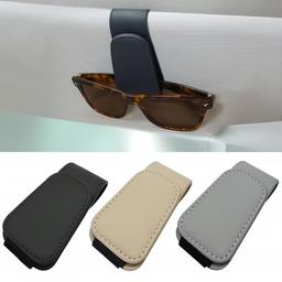 item search image for EldHus Sunglass Holder for Car Visor - 2 Pack Magnetic Car Glasses Holder Clip, Leather Eyeglass Holder for Car, Universal Vehicle Sunglasses Hanger Eyeglasses Mount, Black
