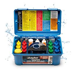 item search image for Taylor K-2006-SALT FAS-DPD, 9-in-1 Pool & Spa Test Kit, Free & Combined Chlorine, pH, Acid & Base Demand, Total Alkalinity, Calcium Hardness, Cyanuric Acid (CYA), and Chloride (Sodium Chloride).