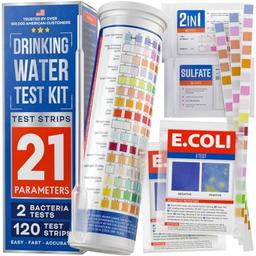 item search image for All-New 20 in 1 Drinking Water Testing Kit 120 Strips, Home Tap and Well Water Test Kit for Hardness, Lead, Iron, Copper, Chlorine, Fluoride