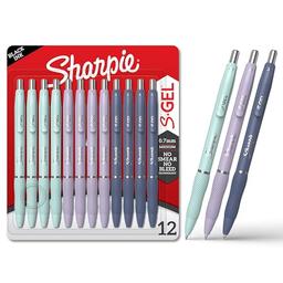 item search image for Sharpie S-Gel, Gel Pens, Medium Point (0.7mm), Assorted Fashion Barrels, Black Ink, 12 Count - Office, Teacher, School Supplies