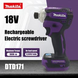 item search image for Makita DTD171 Brushless Electric Drill Driver Compact Rechargeable Screwdriver Home Improvement Tool Purple