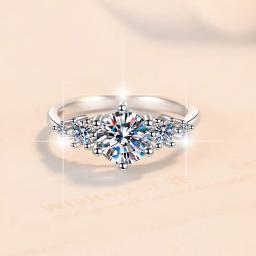 item search image for Fashion Ring PT950 Platinum 1Ct Moissanite Women's - Anti-deform durable, sparkling highlight, daily outfit upgrade