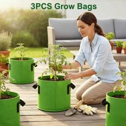 item search image for TEMU 3pack 2/3/7 Gallon Grow Bags Heavy Duty 300g Thickened Nonwoven Plant Fabric Pots With Handles