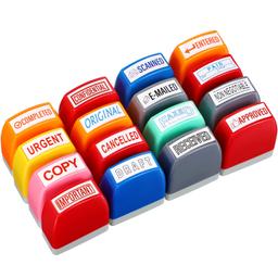 item search image for TEMU 8pcs Office Automatic Seal Set, Information Fax Scanning Rubber Seal Full Office Supplies (mixed Colors)