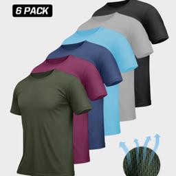 item search image for TEMU 6pcs Men's Moisture-wicking T-shirts, Short-sleeved Crew Neck Design, Lightweight Mesh Breathable Quick-drying Design, Suitable For Sports , Everyday Layering, And Casual Wear|